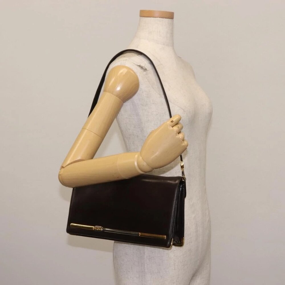 Christian Dior Shoulder Bag Leather Brown Auth